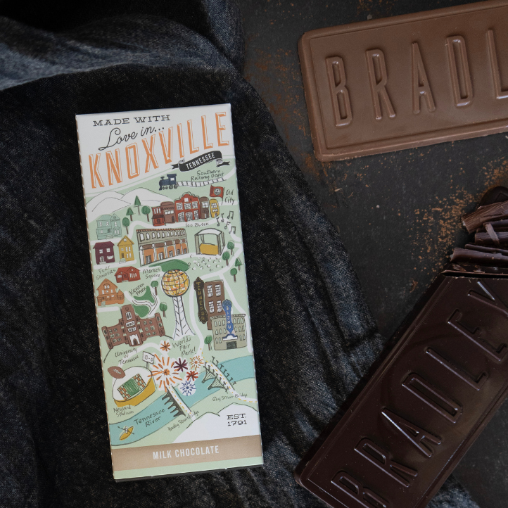 Knoxville Map Bar Milk Chocolate Bradley's Gift and Home Chocolate